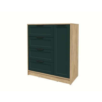 Тумба Тренд КТ-Т90 (Дуб золотой ЛДСП/ Изумруд ЛМДФ) Ш900 В1020 Г451